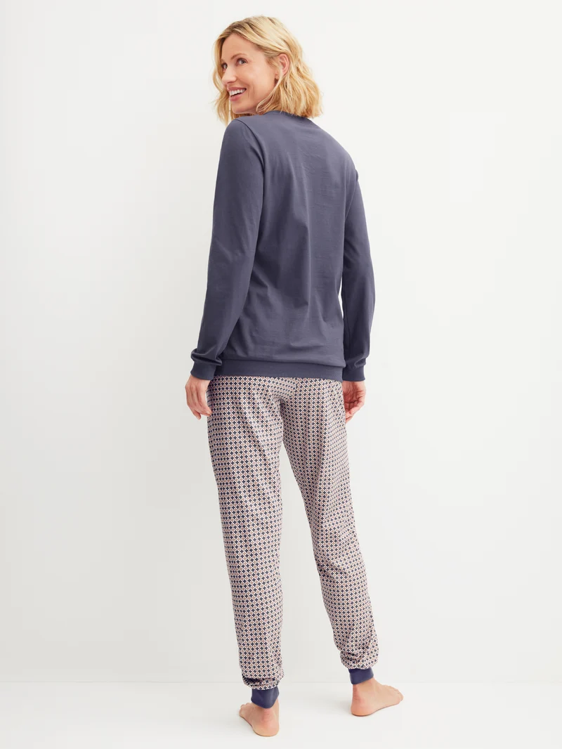 DAMEN Pyjama mit Bündchen