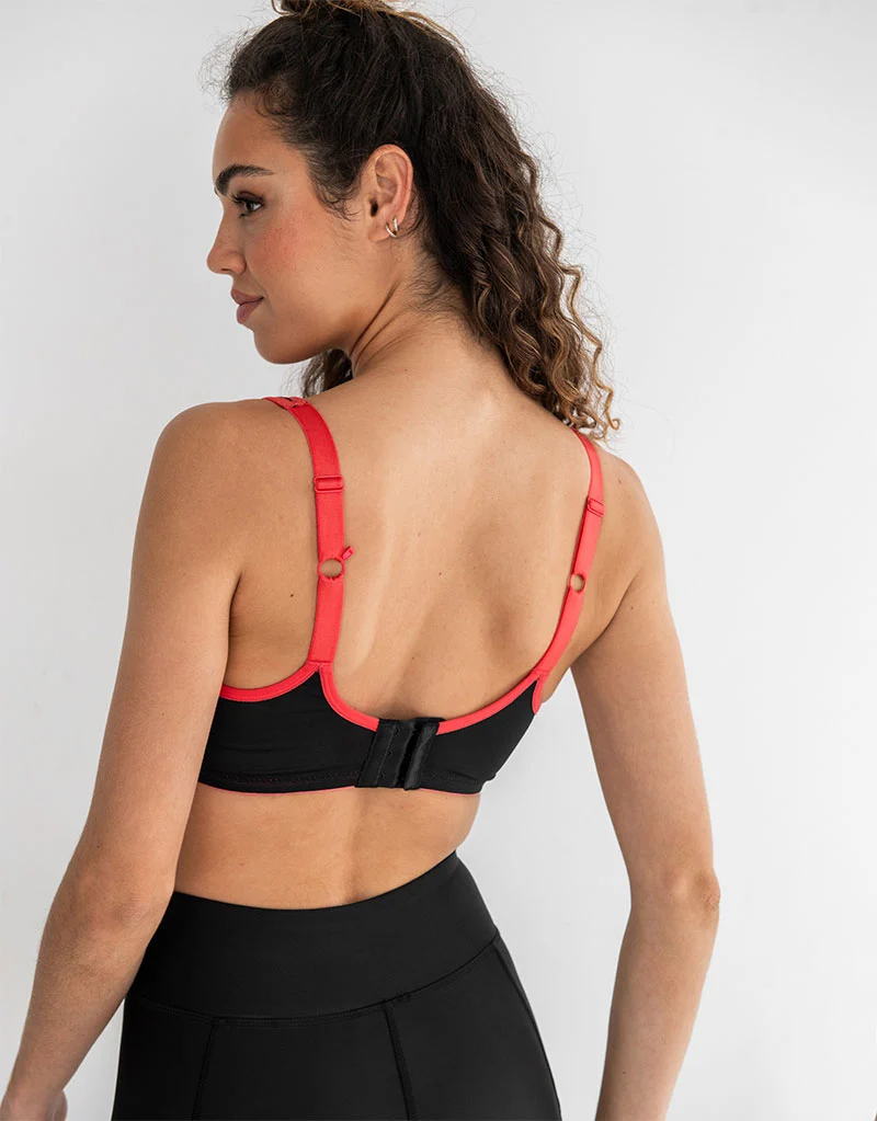 Pour Moi Energy Reach Full Cup Sports Bra Black/Coral