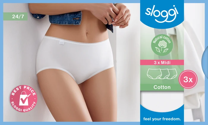 Sloggi 24/7 Cotton Midi 3er Pack white