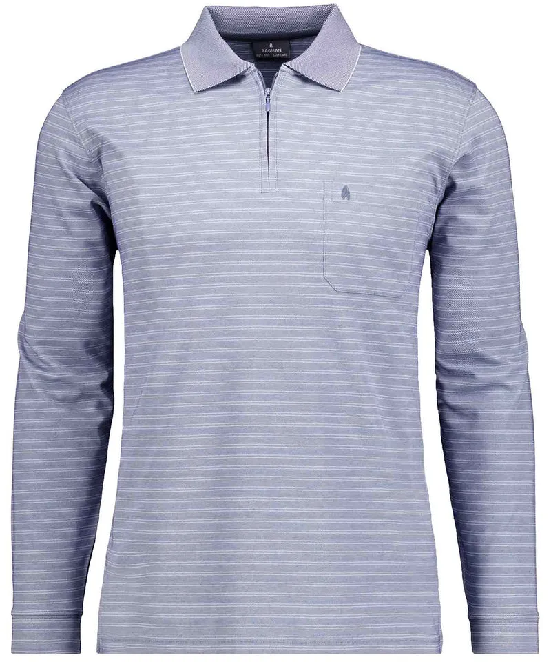 Fineliner-Poloshirt mit Reissverschluss, Langarm