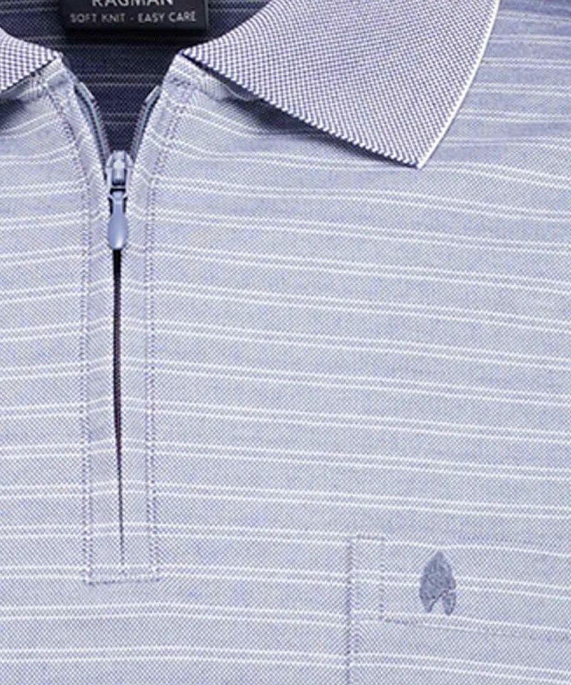 Fineliner-Poloshirt mit Reissverschluss, Langarm
