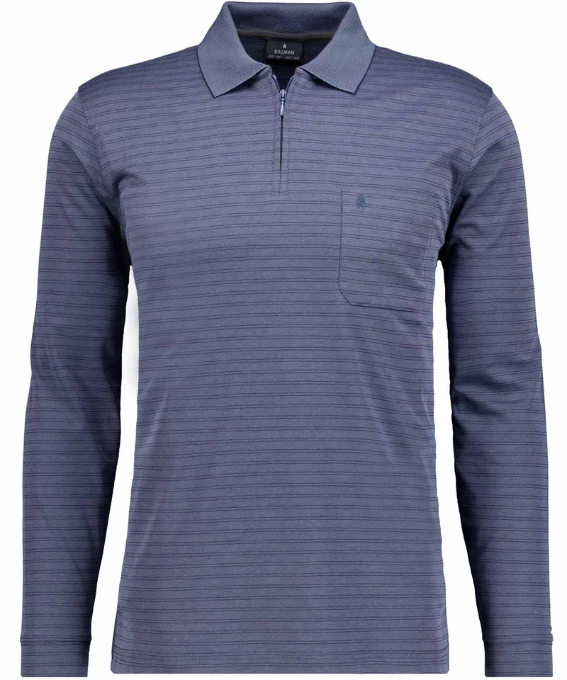 Fineliner-Poloshirt mit Reissverschluss, Langarm