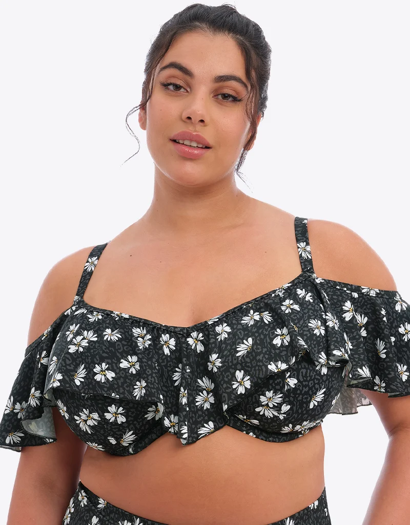 Elomi Plain Sailing Bardot Bikini Top Black Daisy