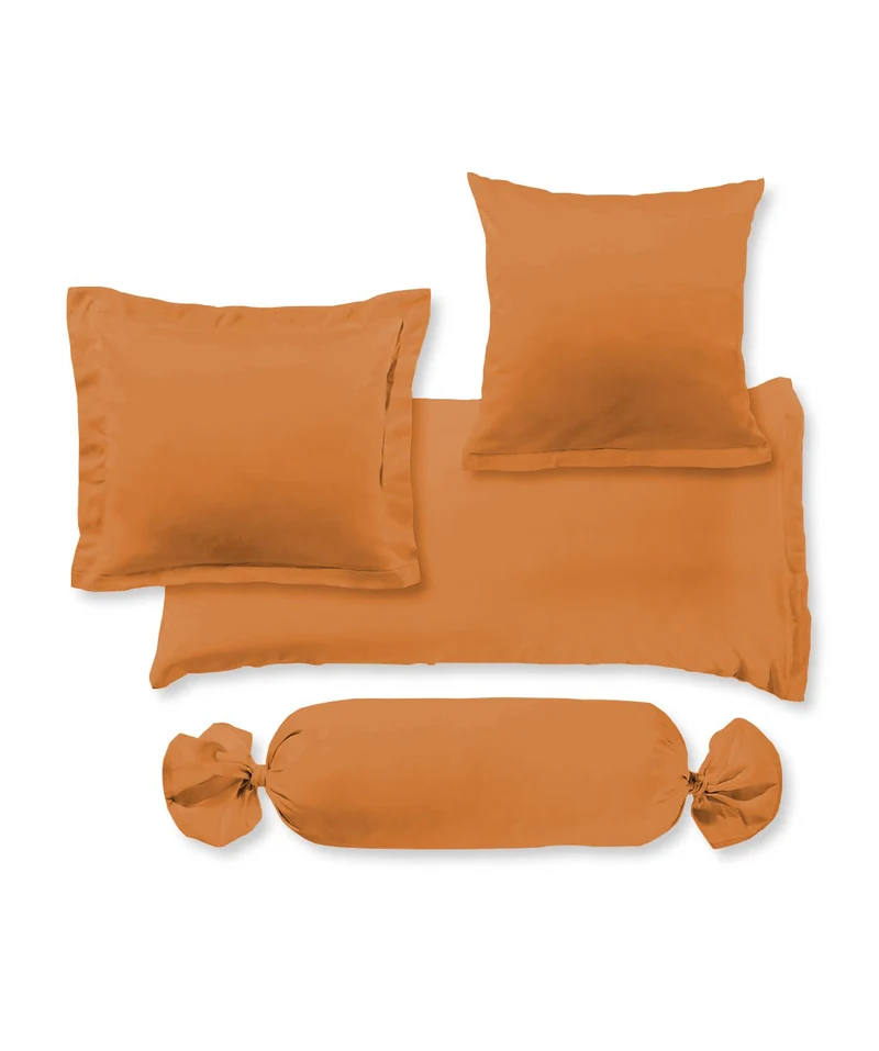 S-009100 | colours | fleuresse | Kissenbezug aus Mako Satin Baumwolle | 2044 ORANGE | 100% Baumwolle | 4043202116960
