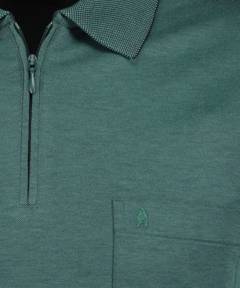 Softknit-Poloshirt Langarm mit Zip