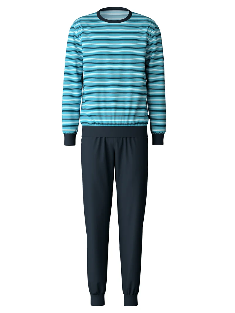 HERREN Pyjama mit Bündchen, bright blue