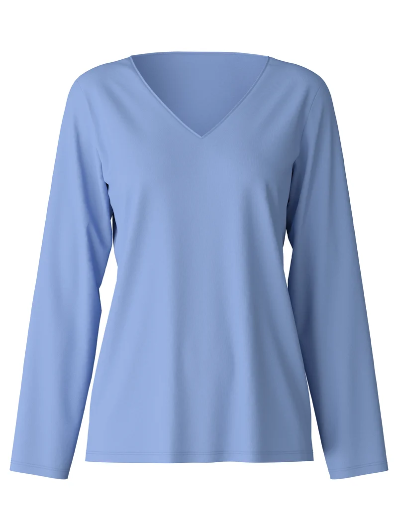 DAMEN Shirt langarm, hydrangea blue