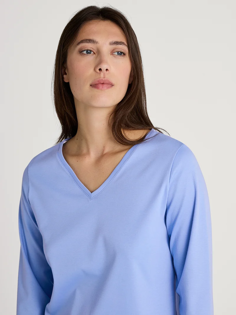 DAMEN Shirt langarm, hydrangea blue