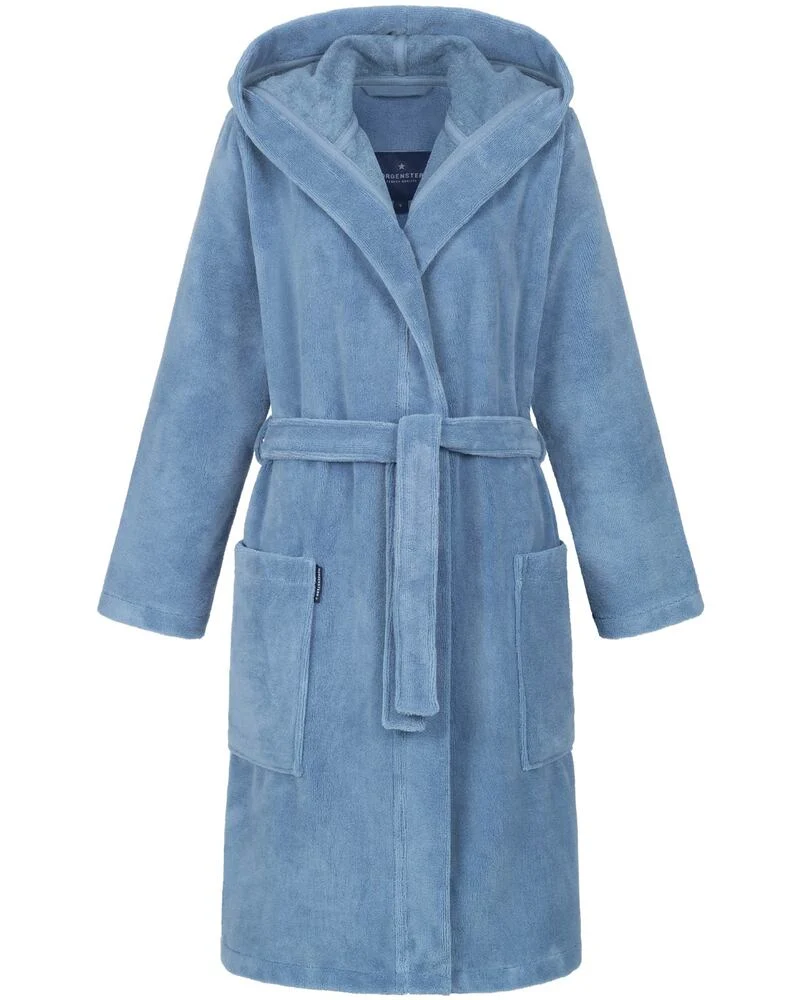 Morgenstern Bademantel Damen Kapuze, kurz, Multifaser, MILA, jeansblau