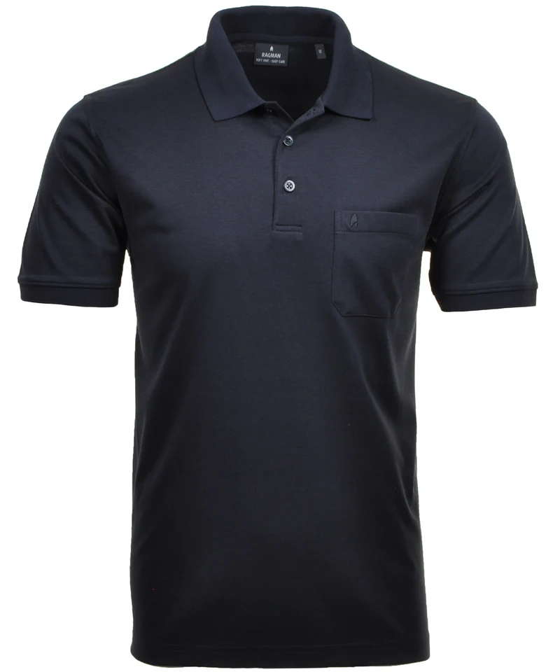Softknit-Polo mit Brusttasche, kurzarm