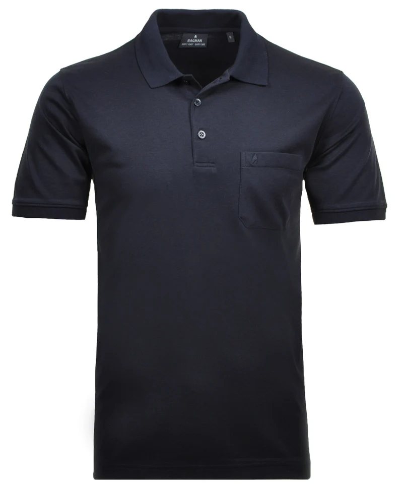 Softknit-Polo mit Brusttasche, kurzarm
