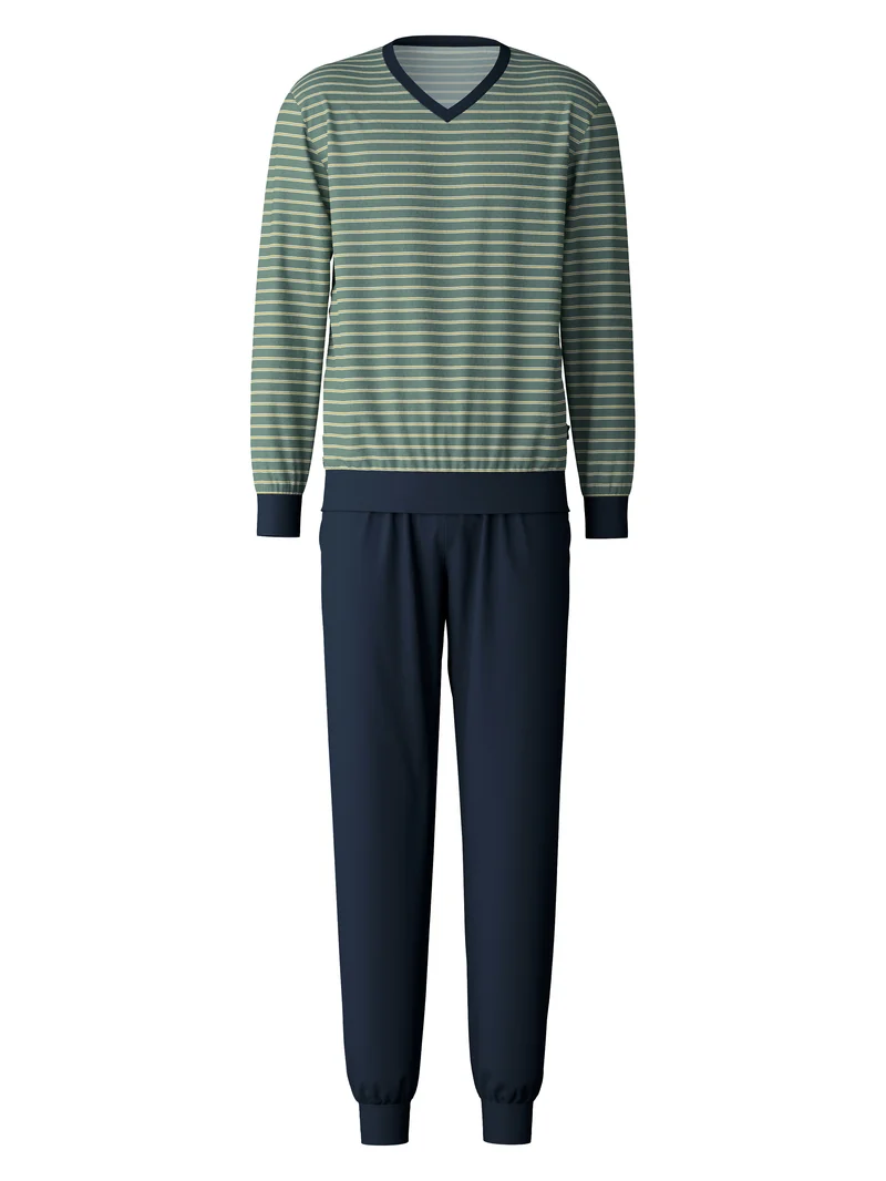 HERREN Pyjama mit Bündchen, laurel green