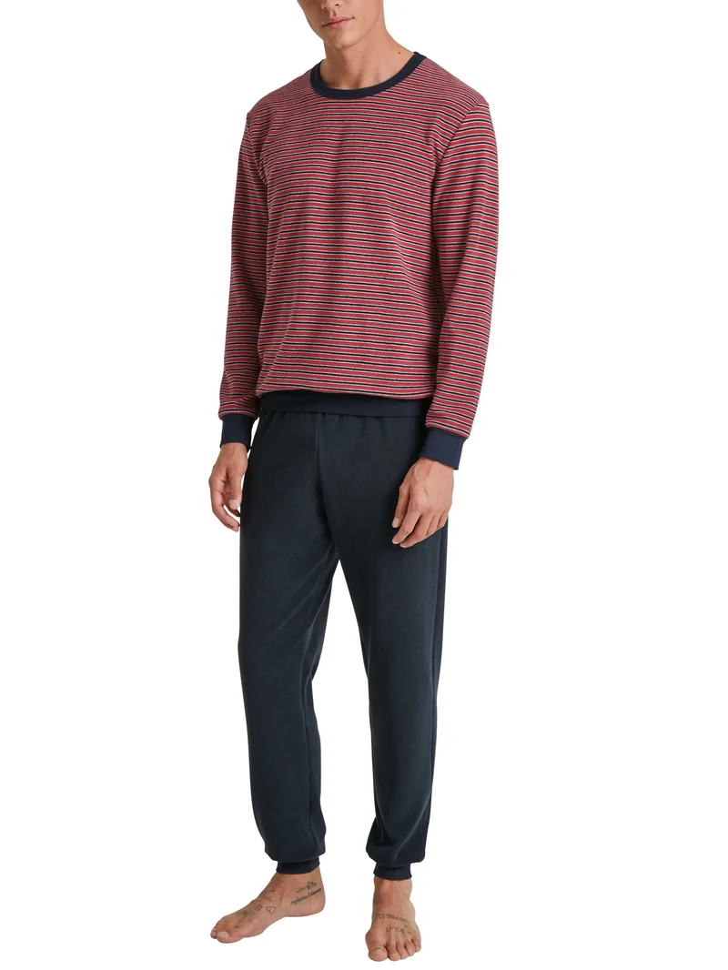 HERREN Pyjama mit Bündchen, ochre red