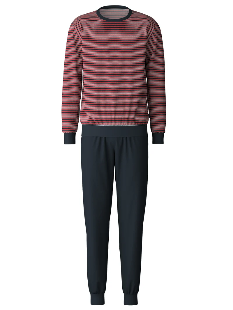 HERREN Pyjama mit Bündchen, ochre red