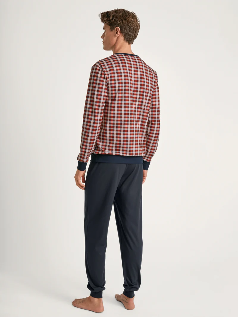 HERREN Pyjama mit Bündchen, ochre red