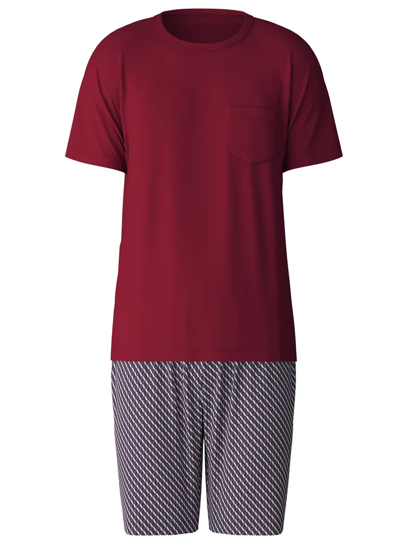 HERREN Pyjama kurz, mars red