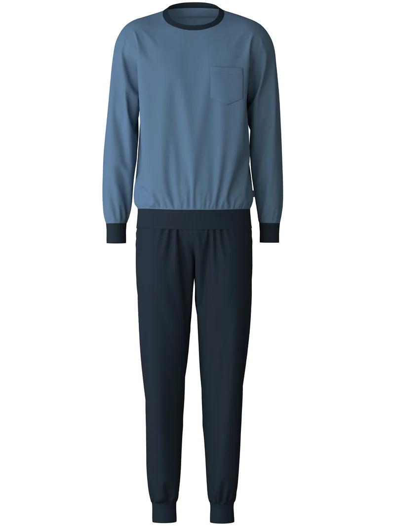 HERREN Pyjama mit Bündchen, coronet blue