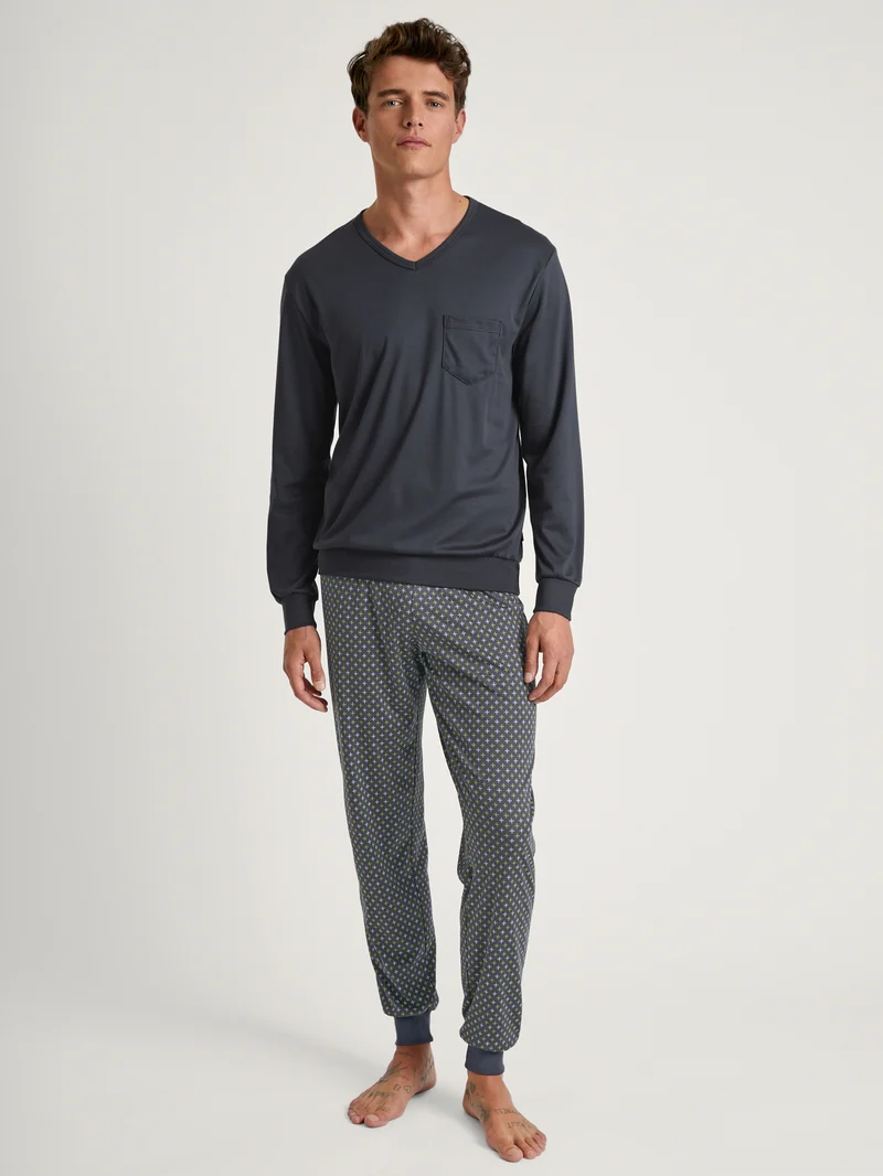HERREN Pyjama mit Bündchen, anthrazit