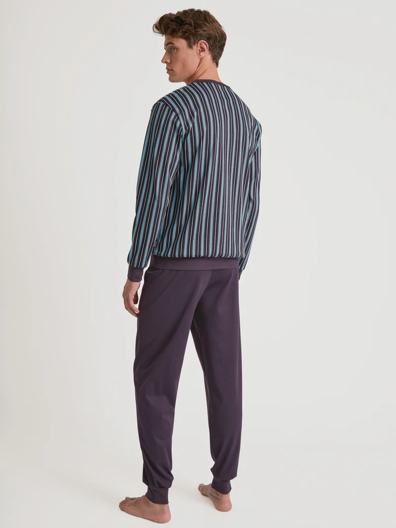 HERREN Pyjama mit Bündchen, plum