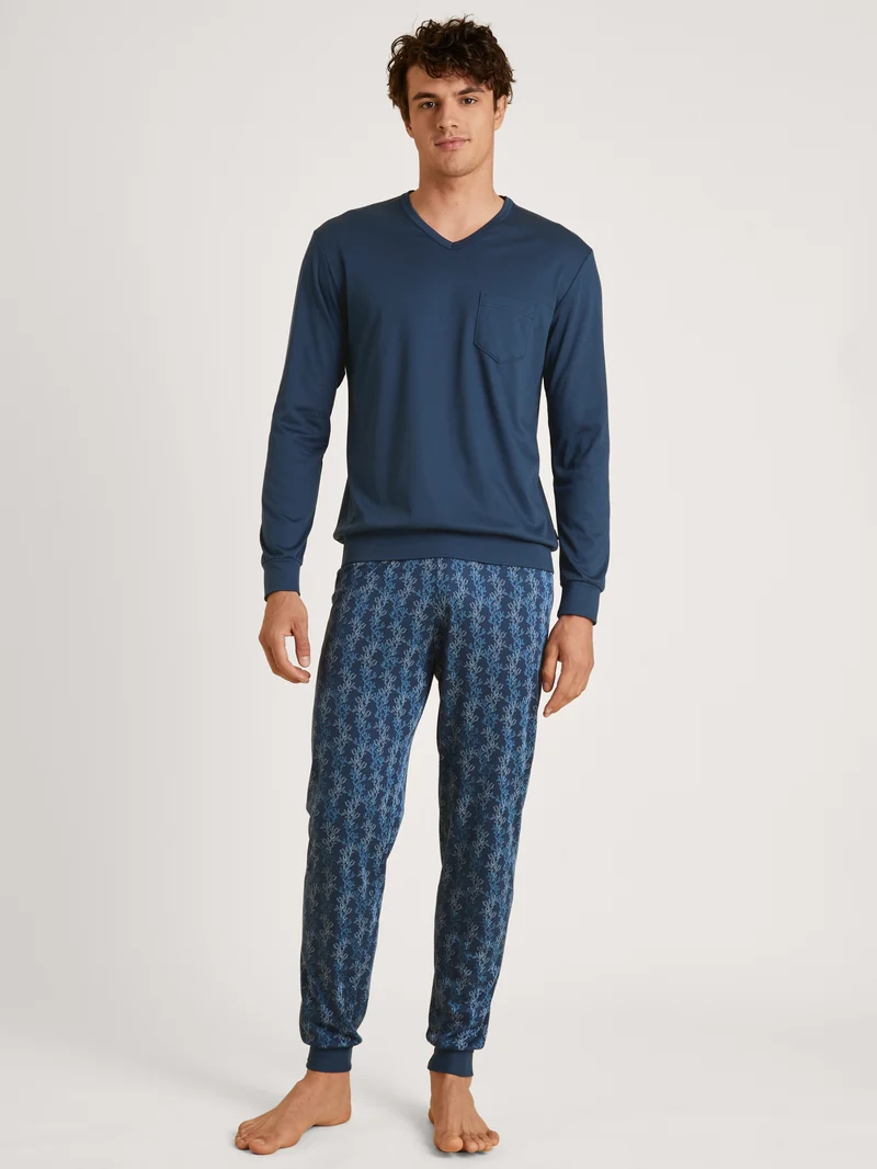 HERREN Pyjama mit Bündchen, insignia blue