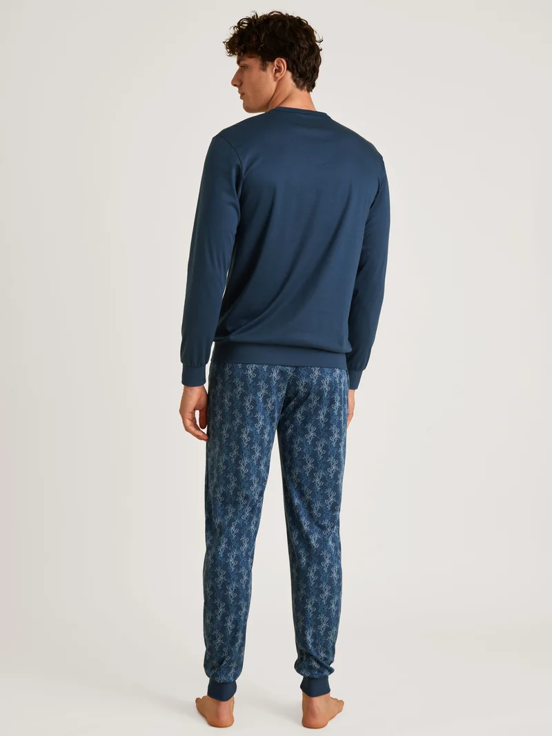 HERREN Pyjama mit Bündchen, insignia blue