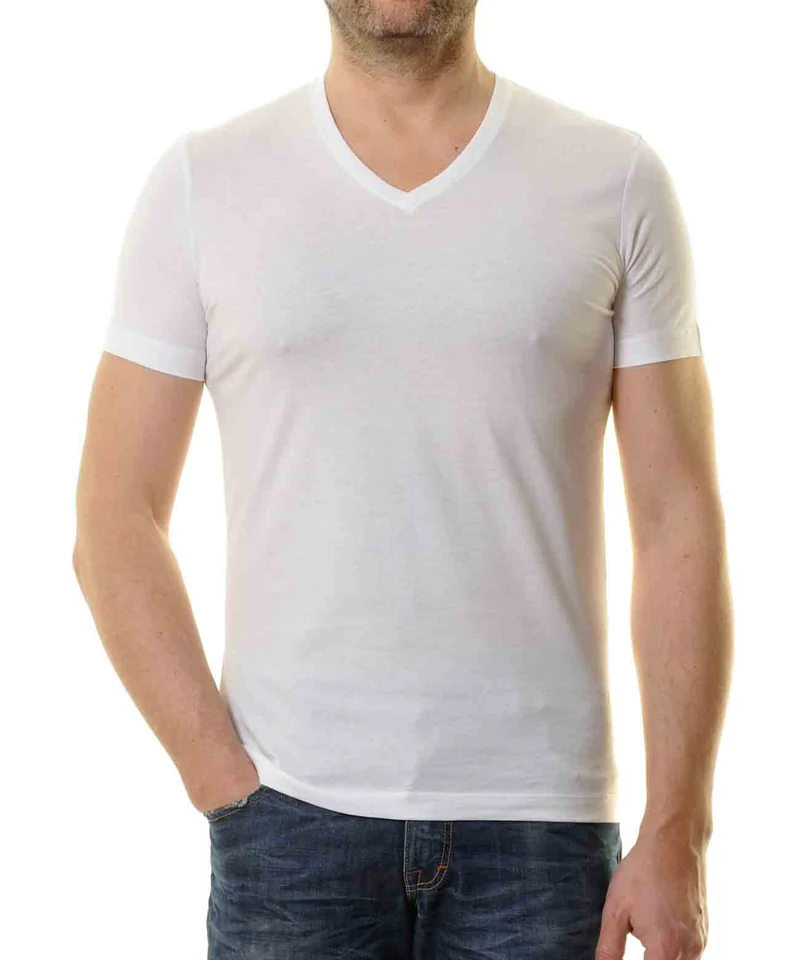 2 T-Shirt Doppelpack Bodyfit mit V-Ausschnitt