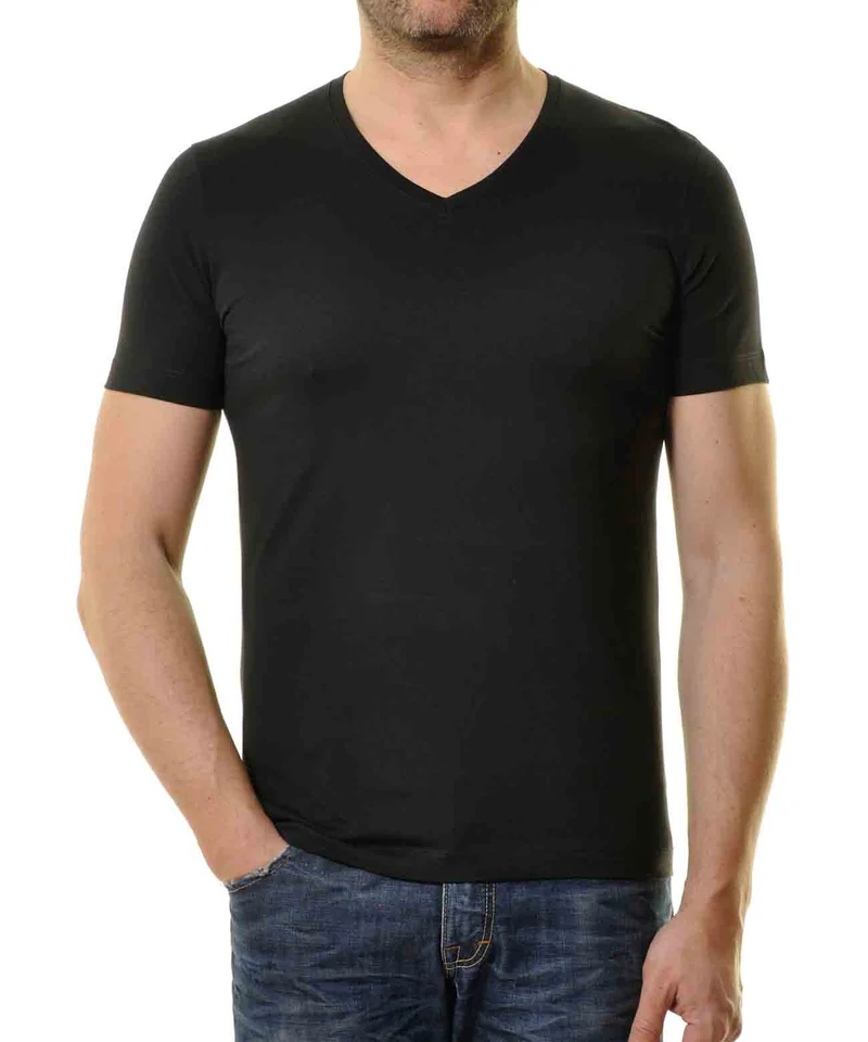 2 T-Shirt Doppelpack Bodyfit mit V-Ausschnitt