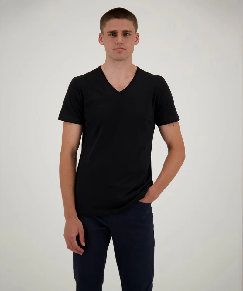 2 T-Shirt Doppelpack Bodyfit mit V-Ausschnitt