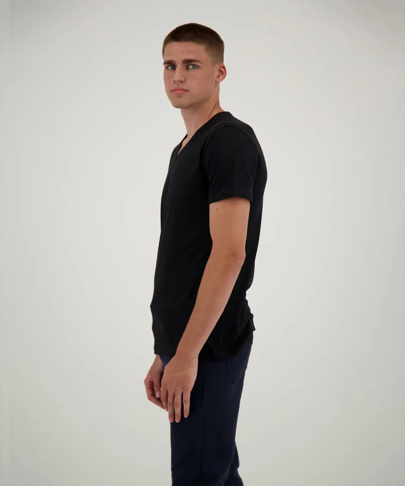 2 T-Shirt Doppelpack Bodyfit mit V-Ausschnitt