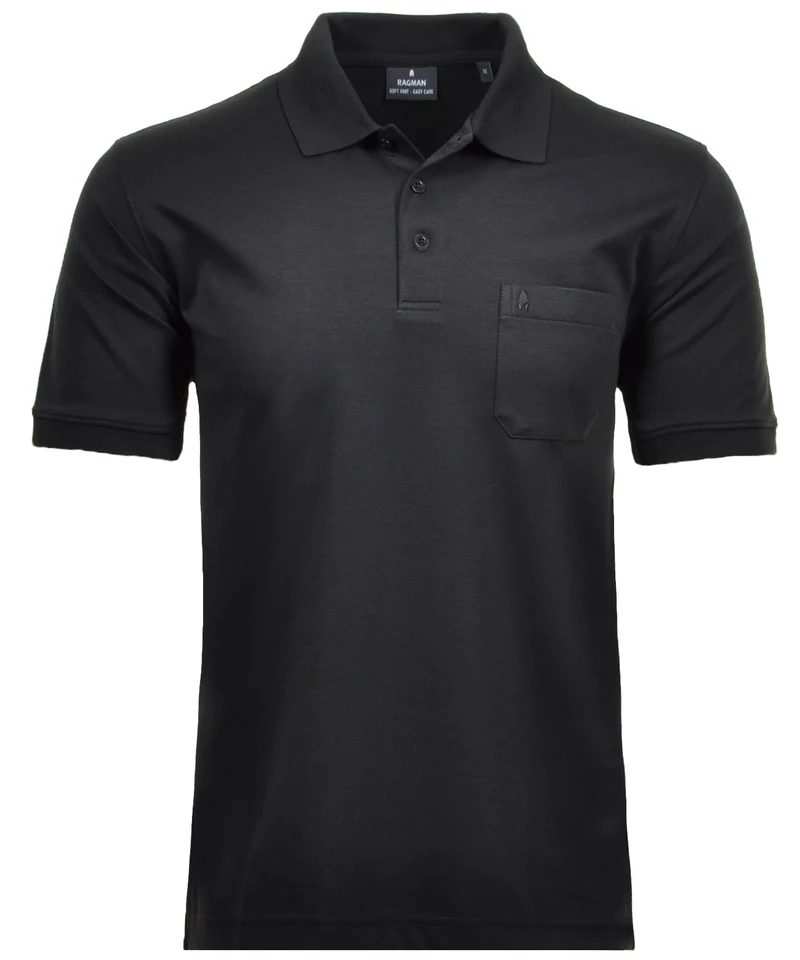 Softknit-Polo mit Brusttasche, kurzarm