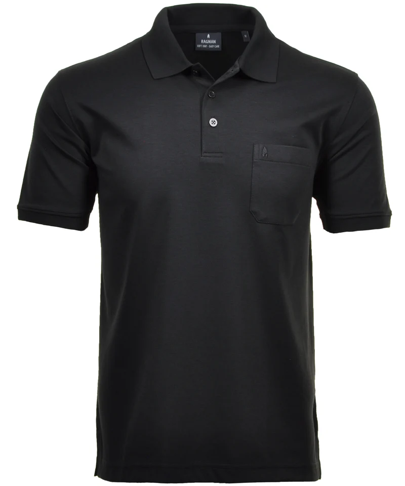 Softknit-Polo mit Brusttasche, kurzarm