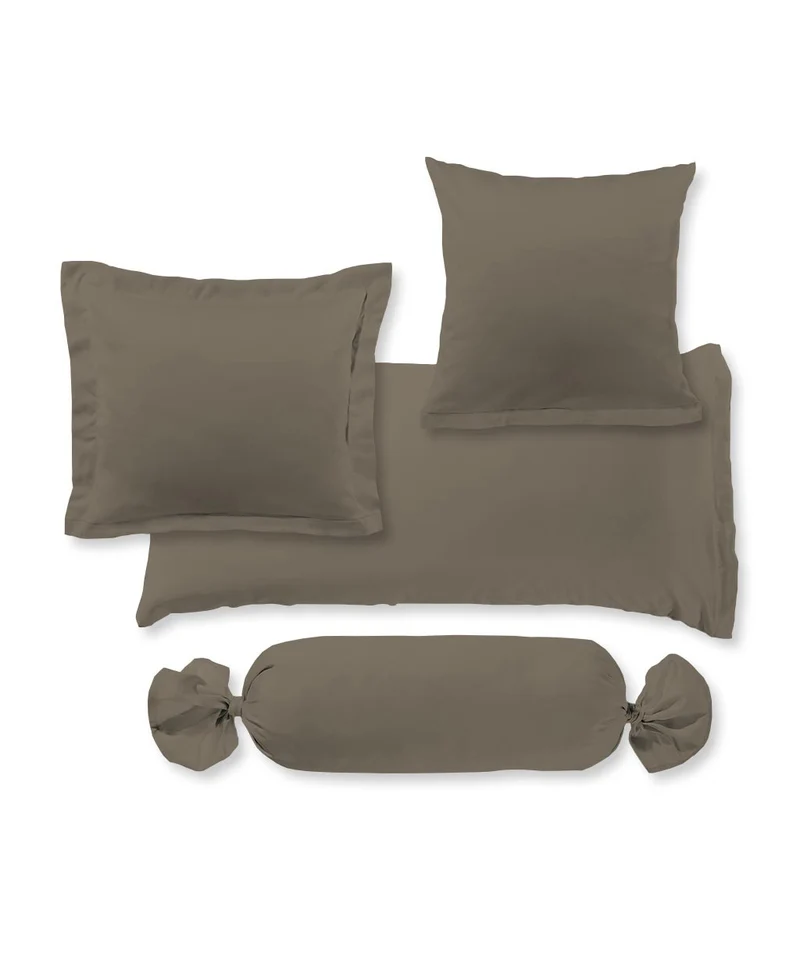 S-009100 | colours | fleuresse | Seidig glänzende Kissenbezüge aus Mako Satin Grau | 9042 TAUPE | 100% Baumwolle | 4043202428032