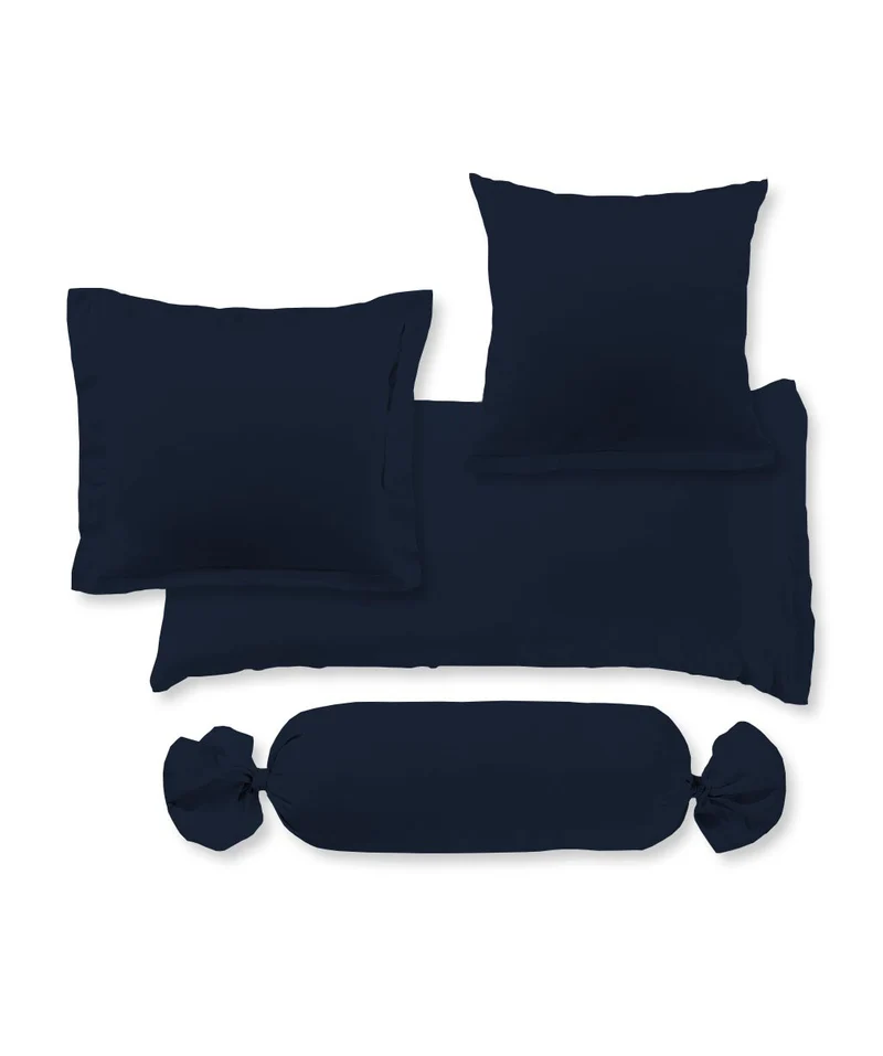 S-009100 | colours | fleuresse | Dunkelblaue Kissenhüllen aus Mako Satin | 6544 NACHTBLAU | 100% Baumwolle | 4043202097832