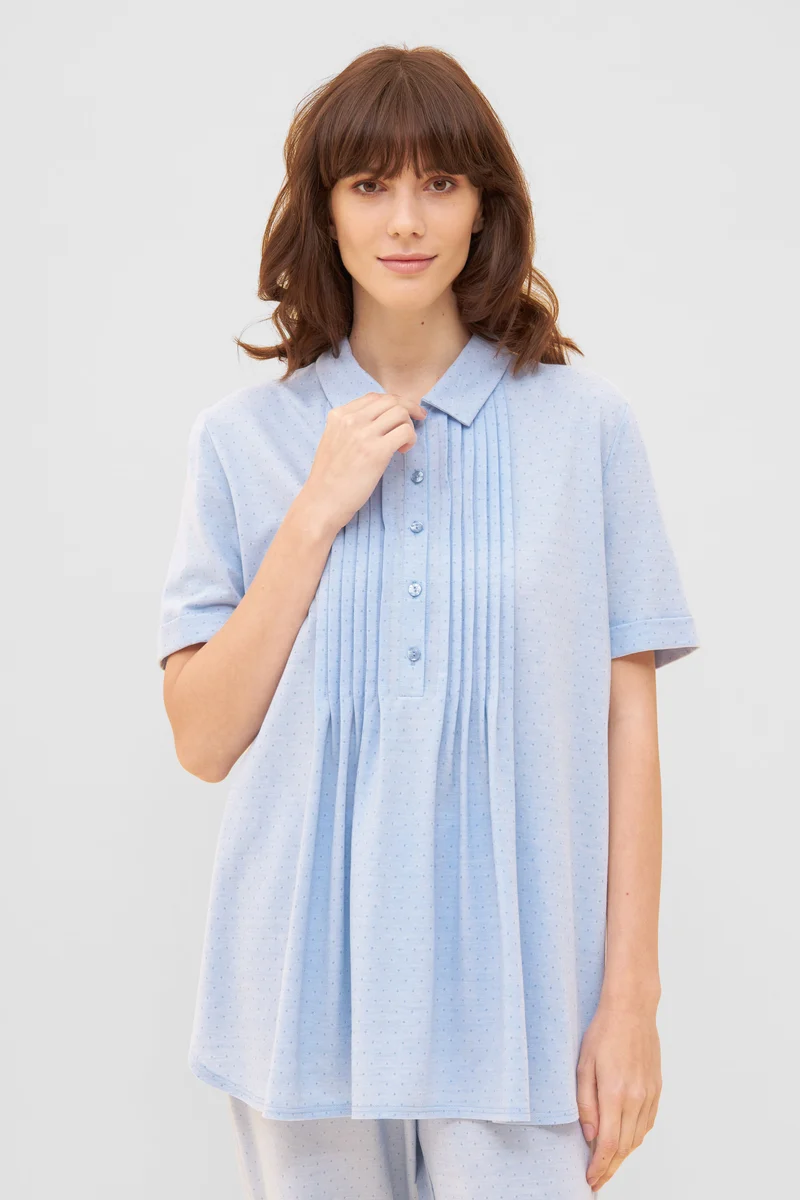 Py, 1/2 sleeve, pants 1/1, button p, Skyblue