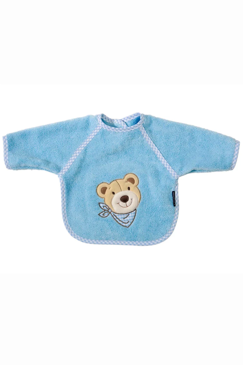 Morgenstern Lätzchen mit Arm Bär, Luxus Baumwolle, blau
