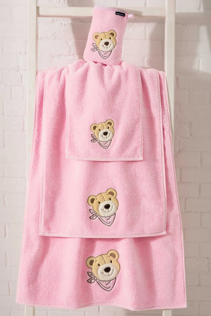 Morgenstern Bär Handtuch, Duschtuch, Gästetuch, Waschhandschuh, 100% BW, rosa