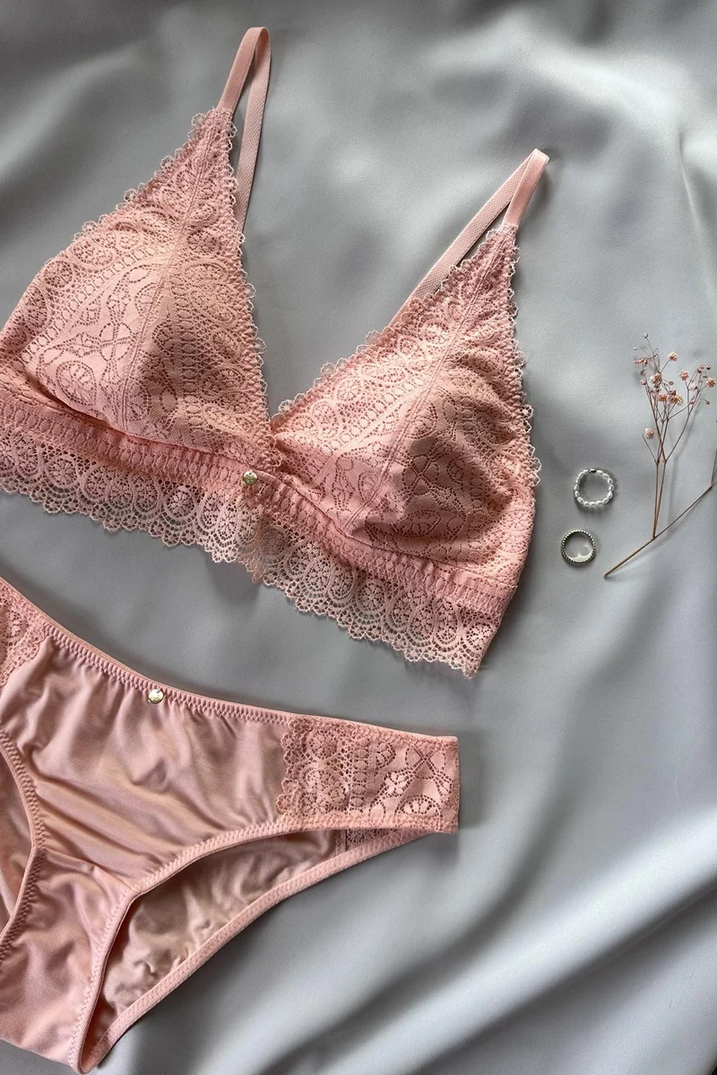 Spitzen-Bralette Cleo mit Pads in peachy rose