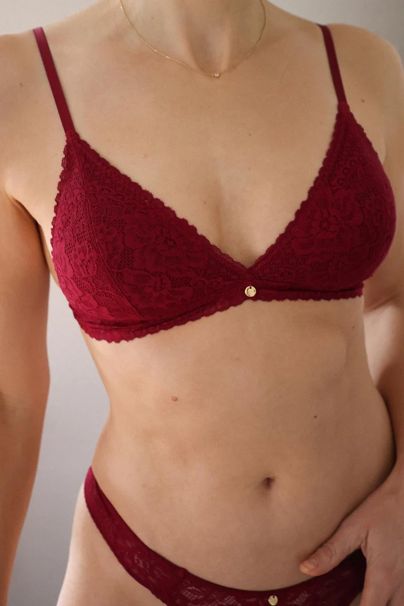Spitzen-Bralette Juliette mit Pads in burgundy red