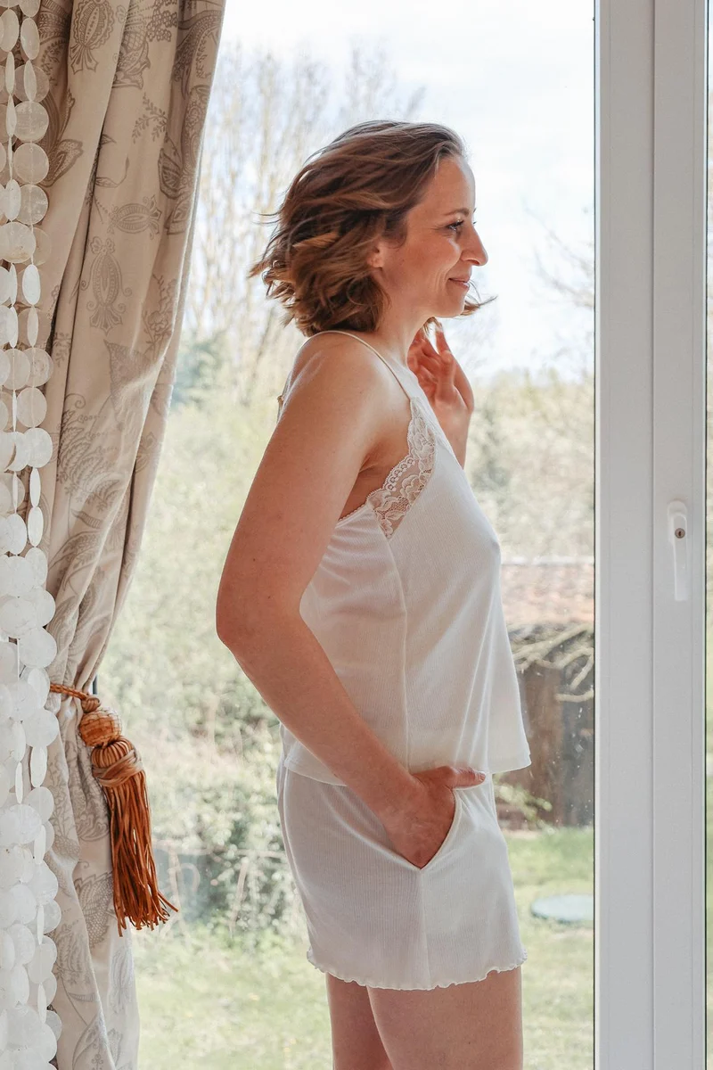 Pyjama Shorts Pippa in whisper white