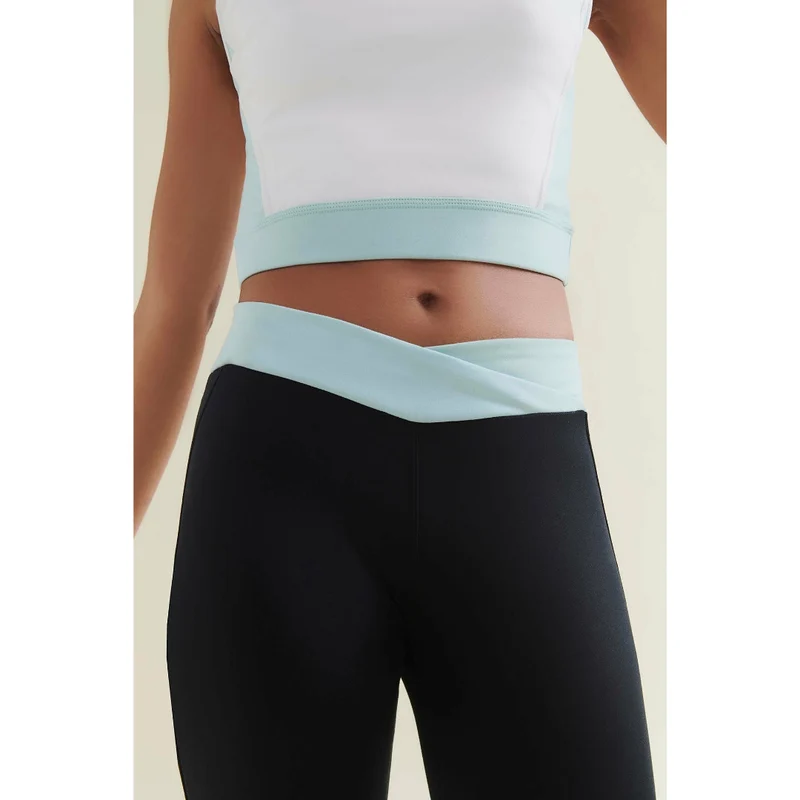 3/4 Crop Top - Diamond White/Sea Green