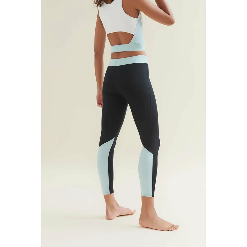 7/8 Dynamic Gym Leggings - Caviar Black/Sea Green - Wellicious Community Sale