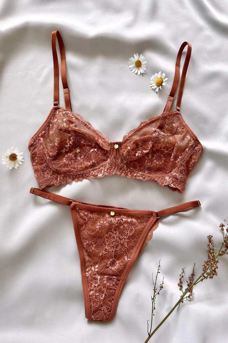 Spitzen-Bralette Izabelle ohne Pads in terracotta rose