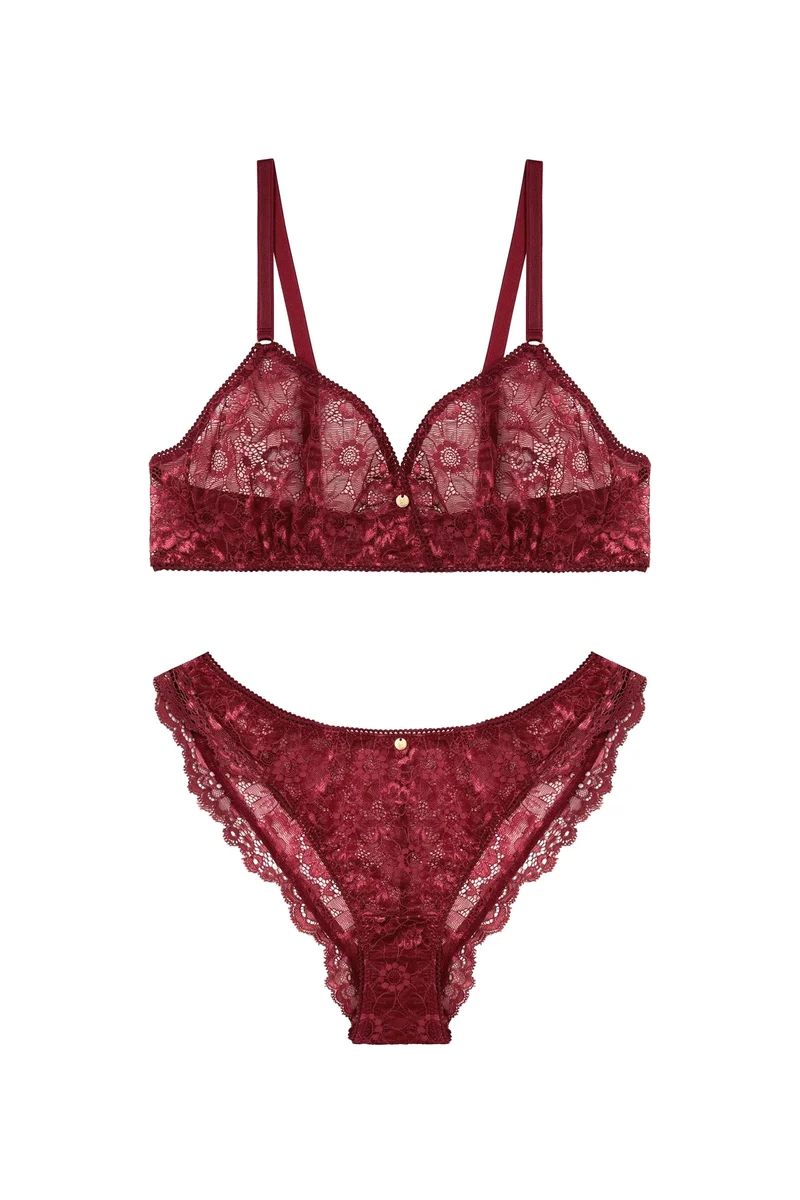 Spitzen-Bralette Cat in vintage red