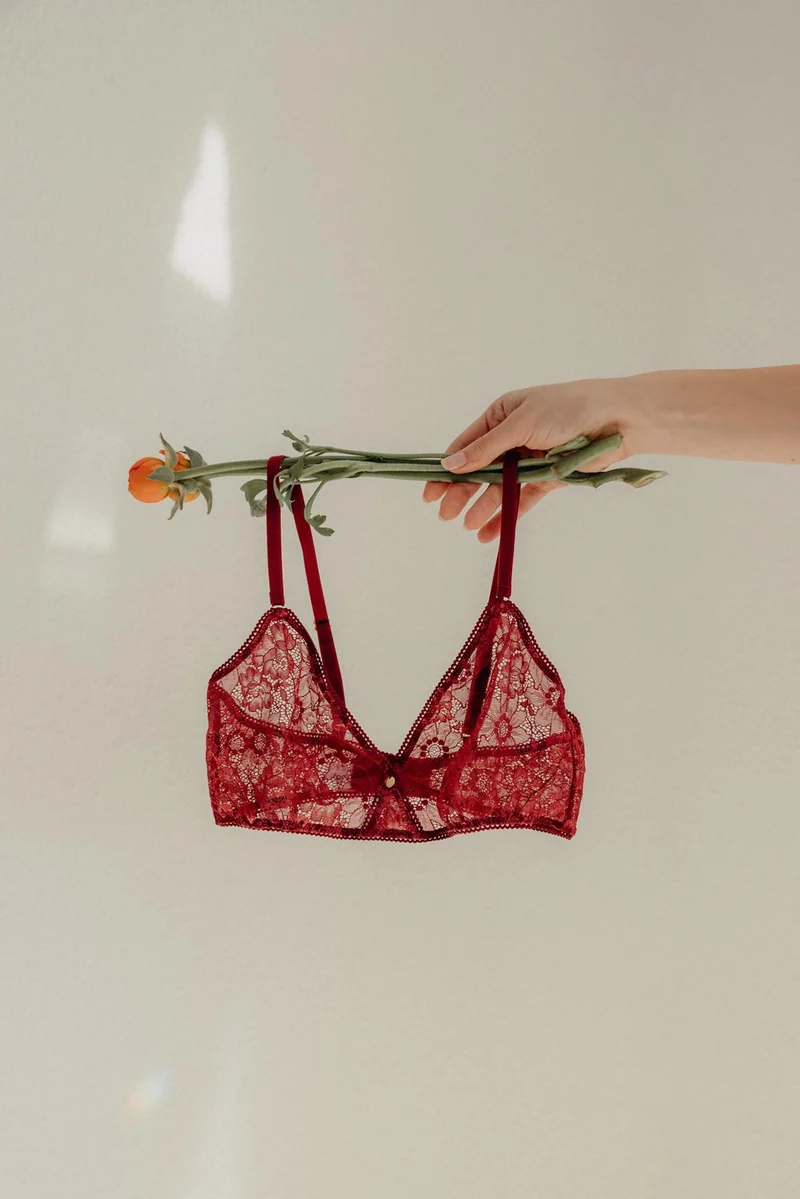 Spitzen-Bralette Cat in vintage red