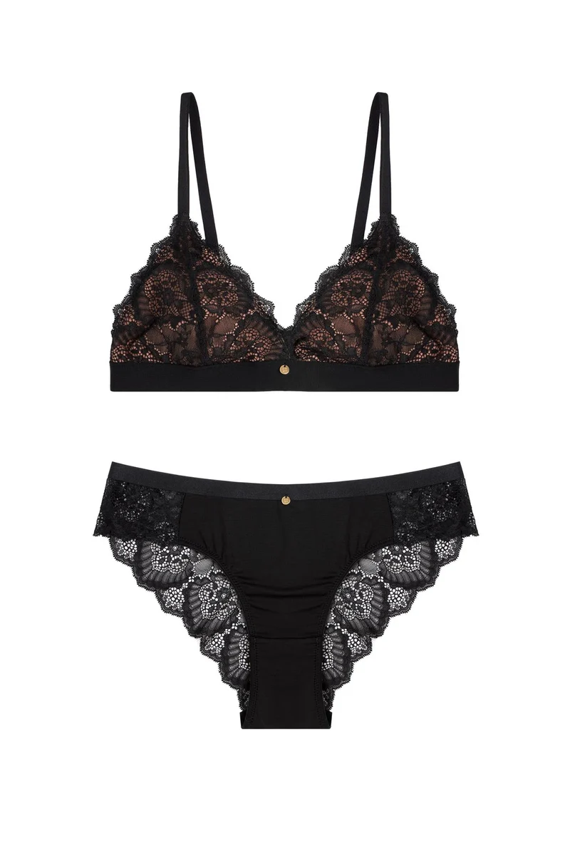 Spitzen-Bralette Lilly in schwarz beige ohne Pads