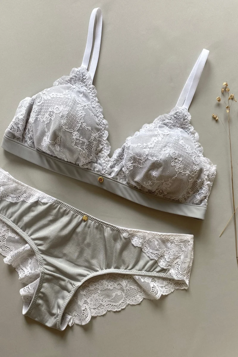 Spitzen-Bralette Merle mit Pads pearl gray