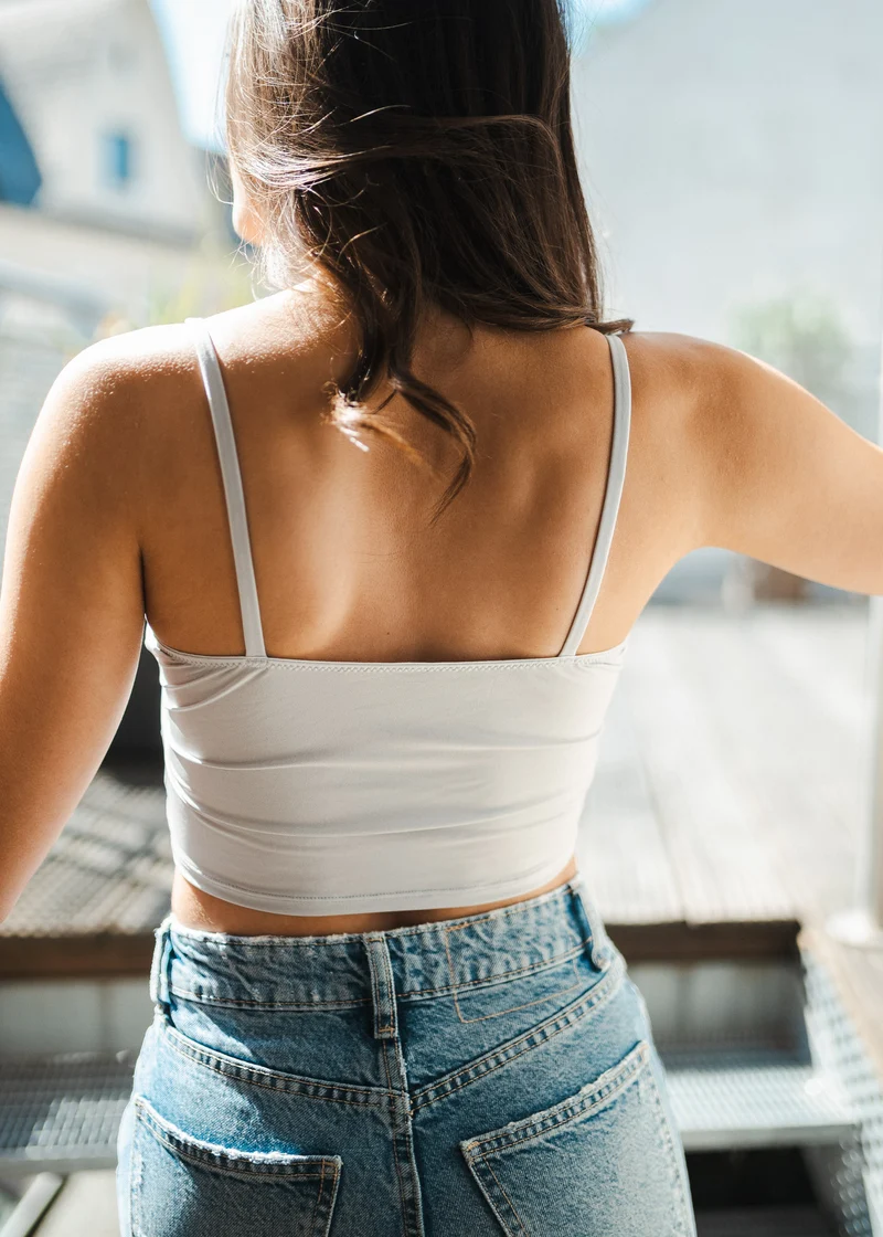 Crop Top Merle mit Pads pearl gray