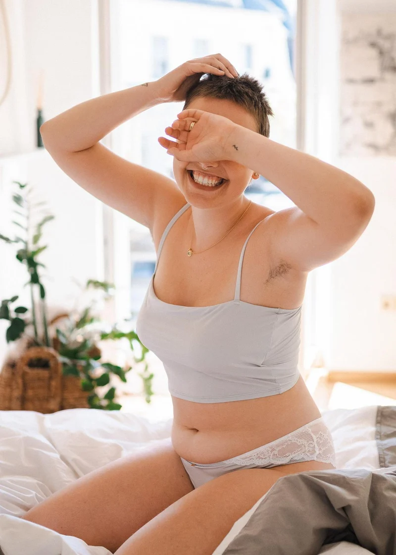Crop Top Merle mit Pads pearl gray