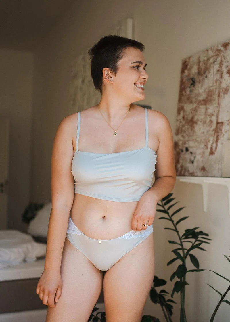 Crop Top Merle mit Pads pearl gray