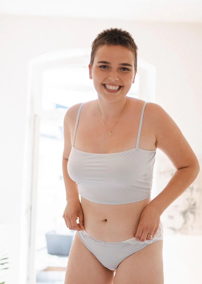 Crop Top Merle mit Pads pearl gray